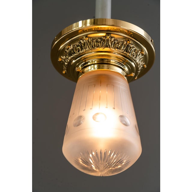 Historistic Brass Ceiling Lamp with Cut Glass Shade, Vienna, Austria, 1890s For Sale - Image 14 of 18