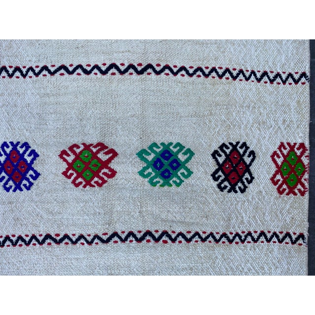 Vintage White Bohemian Kilim Rug For Sale - Image 10 of 10