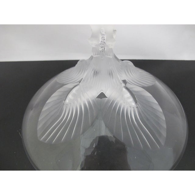 Lalique Lalique France Crystal Virginia Peacock Footed Compote Bowl Candy Dish 6 3/4" For Sale - Image 4 of 16