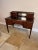 Antique Edwardian quality mahogany inlaid writing desk, having the original brass gilded gallery above a small bevelled...