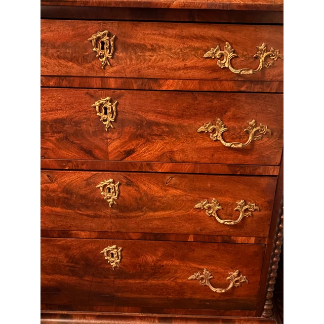 Victorian Exceptional 19th Century Flame Mahogany Chest of Drawers With Barley Twist Columns For Sale - Image 3 of 11