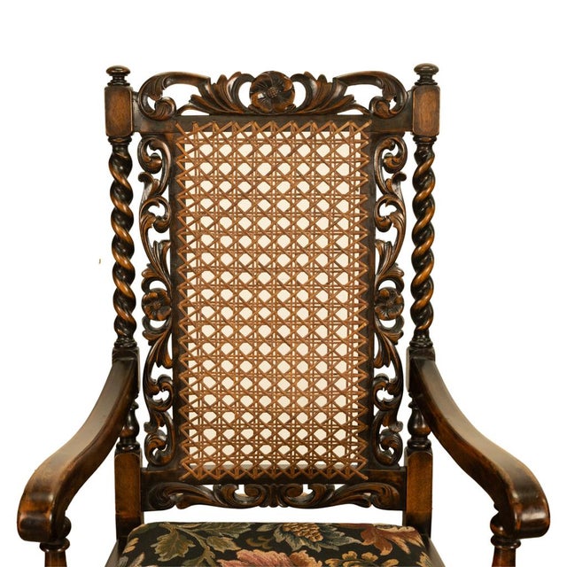 Antique 19thC Set 6 Carved Caned Jacobean Barley Twist Walnut Dining Chairs 1870 For Sale - Image 18 of 18