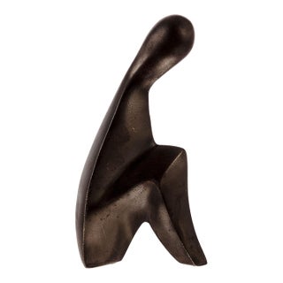 Mid-Century Style Abstract Metal Figure on Dual Acrylic Base – Sculptural Art Form, Unsigned For Sale