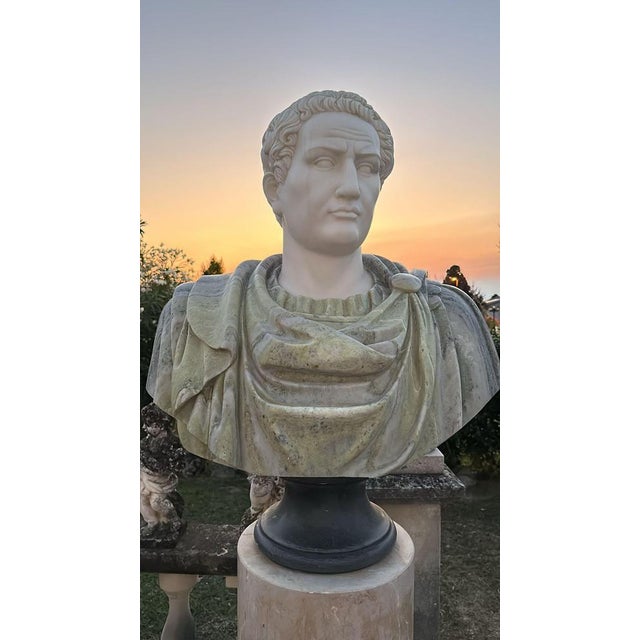 Huge Bust of Roman Emperor, 1950, Marble For Sale - Image 6 of 10