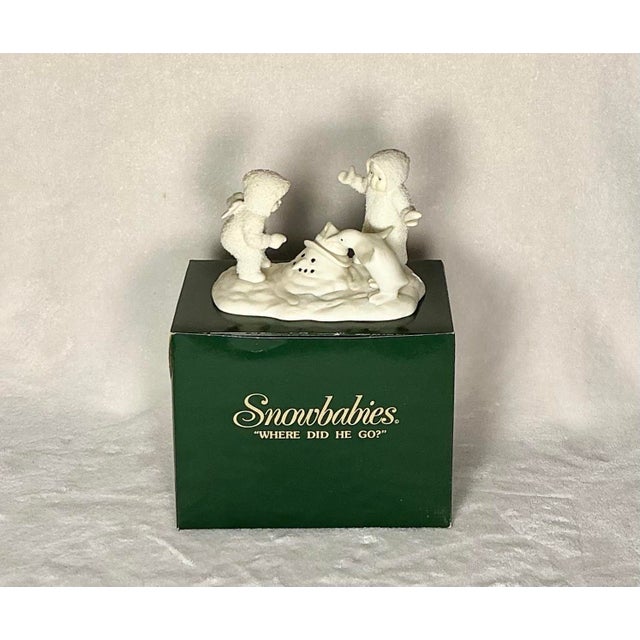 1990s Department 56 Snowbabies "Where Did He Go?" Figurine Retired 1993-2003 With Original Box & Packing For Sale - Image 5 of 12