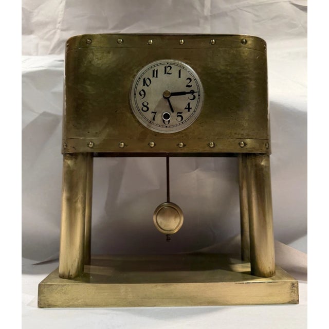Arts & Crafts Antique German Arts & Crafts Portico Clock For Sale - Image 3 of 12