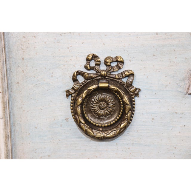 Pair Louis XVI Style Heavily Carved Marble Top Paint Decorated Commodes For Sale - Image 9 of 13