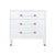 White Matthew Izzo Home Amber White Textured Linen Three Drawer Side Table With Acrylic and Antique Brass Drawer Pulls and Ferrules For Sale - Image 8 of 8