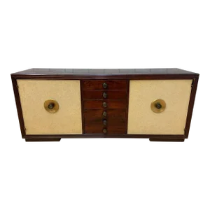 Art Deco Paul Frankl for Johnson Furniture Style Mahogany & Cork Sideboard