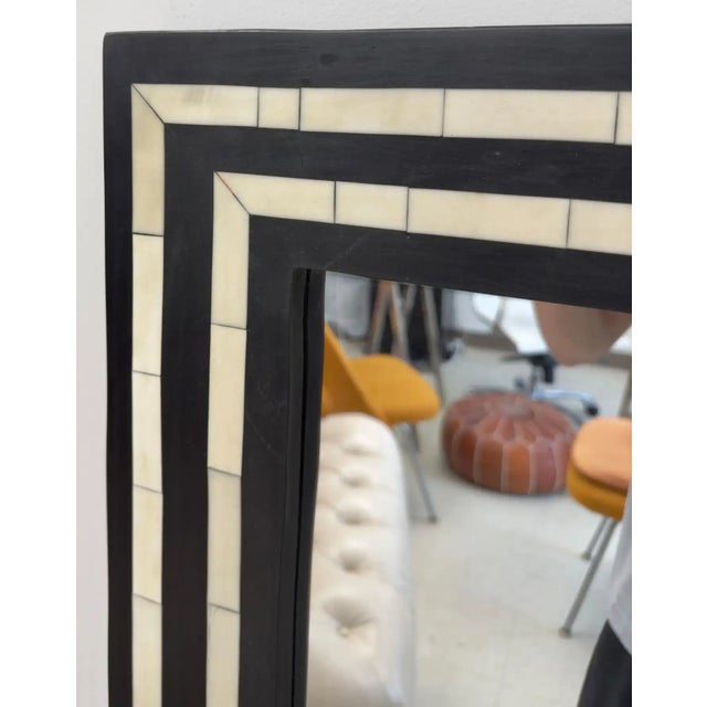 1990s Art Deco Style Black and White Resin Wall or Console Mirror For Sale - Image 5 of 10