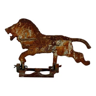 Vintage William F. Mangels Co. Coney Island Cast Iron Lion Shooting Target, Carnival Fairground For Sale