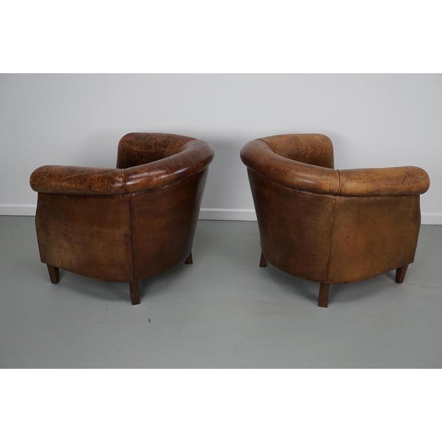 Vintage Dutch Cognac Colored Leather Club Chairs, Set of 2 For Sale - Image 18 of 18