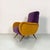 Mid-Century Italian Purple and Yellow Armchair with Wood Conical Legs, 1960s For Sale - Image 4 of 14