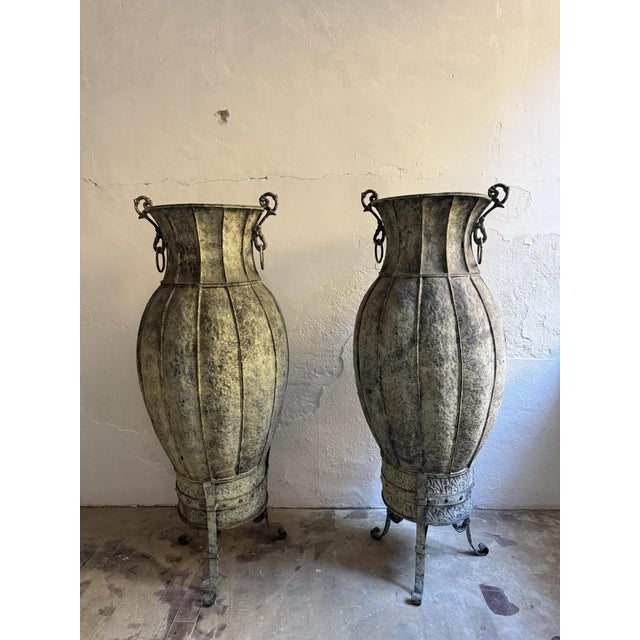 Ornamental Copper Amphora Vases, 20th Century, Set of 2 For Sale - Image 18 of 18