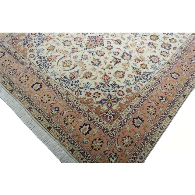 Beige Hand-Knotted Oriental Rug in Silk For Sale - Image 8 of 14