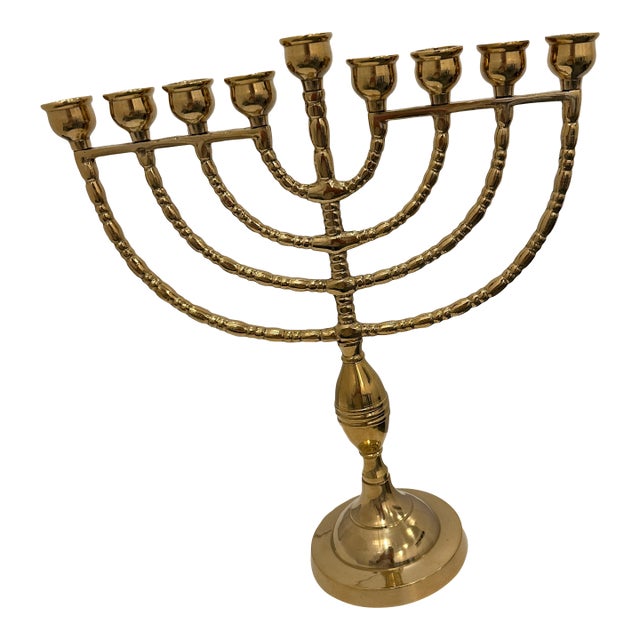 Vintage Brass Hammered Menorah For Sale