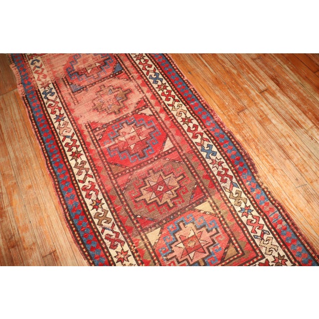 Late 19th Century Shabby Chic Moghan Kazak Runner - 2'8" x 5'8" For Sale - Image 9 of 9