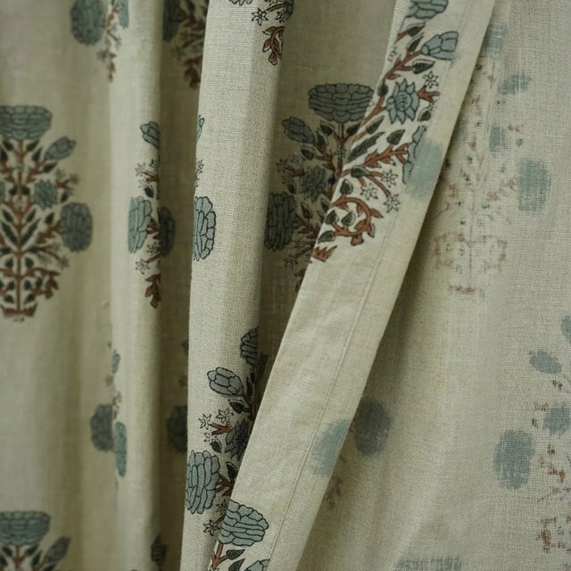 Not Yet Made - Made To Order Artisan Handcrafted Swadesh Block Print Triple Pleated Curtain Size--27"x29" For Sale - Image 5 of 7