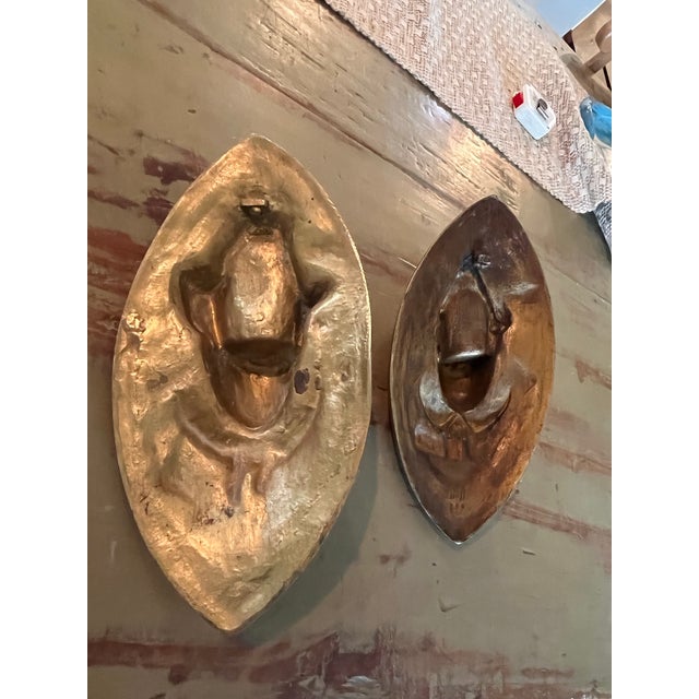 Brass Vintage H. Vankruck Dutch Cast Brass Pierrot Jester Wall Pockets — Pair For Sale - Image 8 of 11