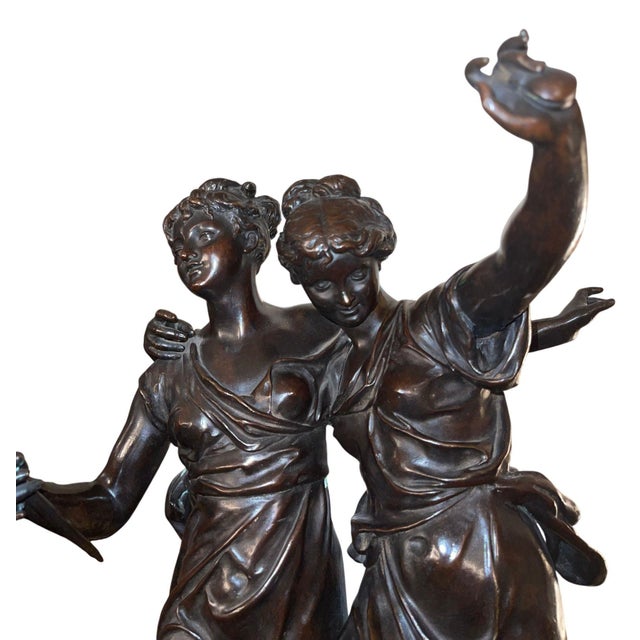 Fine late 19th century French bronze sculpture signed H. Dumaige for Henry Étienne Dumaige. The bronze depicts two...