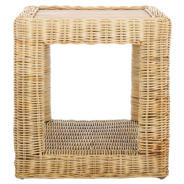 Wood Castriel Wicker Accent Table in Natural / Natural For Sale - Image 7 of 7