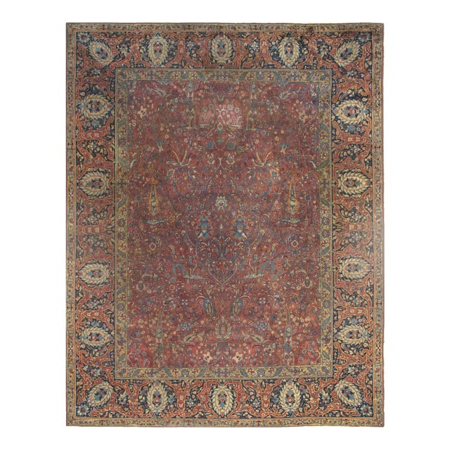 Late 19th Century Pasargad Antique Agra Hand-Knotted Rug - 11'2" X 14'2" For Sale - Image 4 of 4