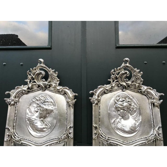 Mid-20th Italian Rococo Silver Beech Mirror Pair Full Length Floor For Sale - Image 14 of 18