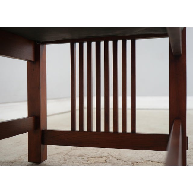 Stickley Mission Cherry Leather Bench For Sale - Image 10 of 16