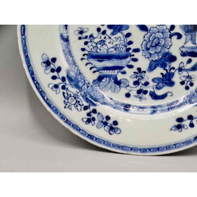 Chinoiserie Antique Dutch Delft Chinoiserie Plate Blue & White For Sale - Image 3 of 10