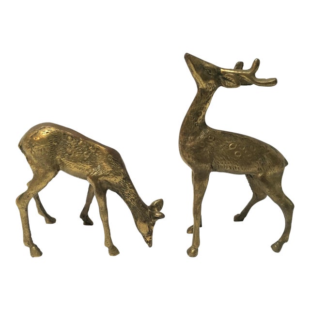 Vintage Brass Deer Figurines Pair Chairish