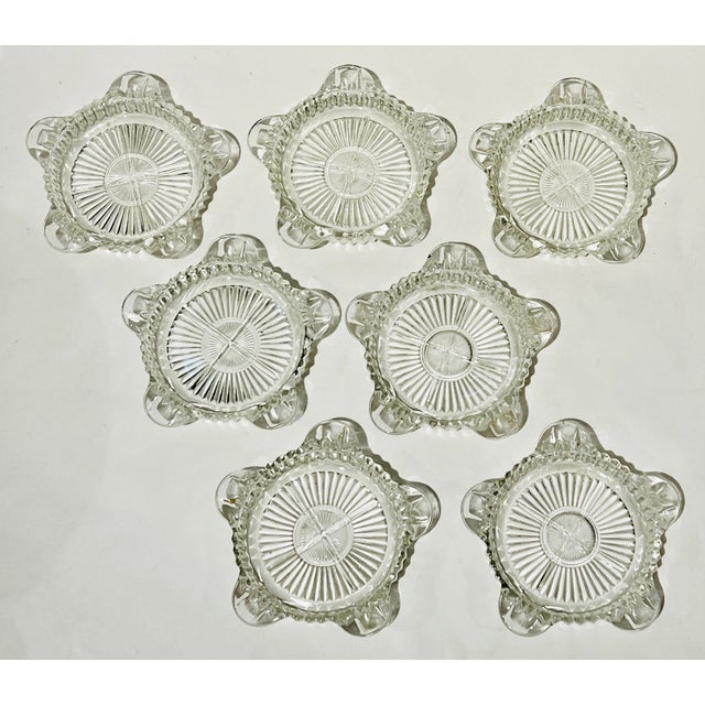 Transparent Set of 7 Vintage Anchor Hocking Queen Mary Clear Coaster/Personal Ashtray / Trinket Dish For Sale - Image 8 of 8