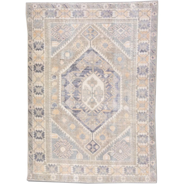 Textile 1960s Vintage Persian Distressed Handmade Geometric Gray Wool Rug For Sale - Image 7 of 7