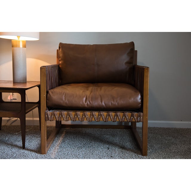 Chestnut Late 20th Century Palecek Attributed Commodore Lounge Chairs (2) For Sale - Image 8 of 12