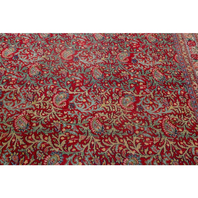 Persian Early 20th Century Persian Tabriz Red Handmade Wool Carpet For Sale - Image 3 of 7