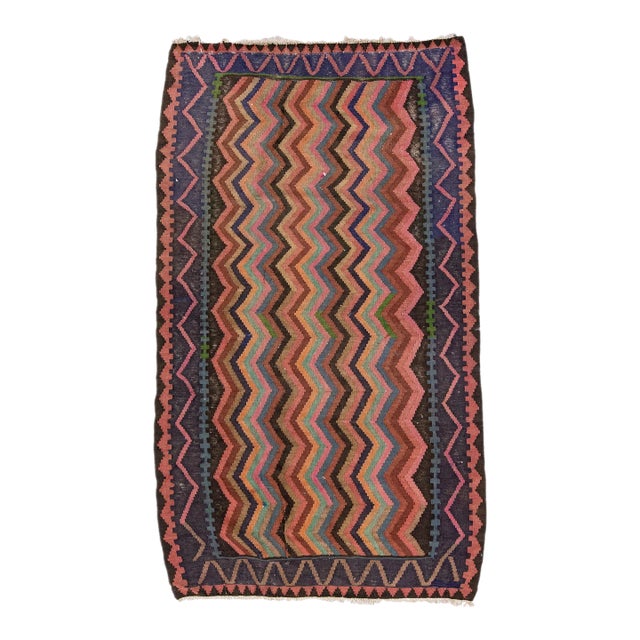 Mid-20th Century Turkish Kilim Multicolor Handmade Tribal Wool Rug For Sale