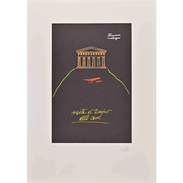 Modern Fabio De Poli, Temple, Lithograph, 1970s For Sale - Image 3 of 3