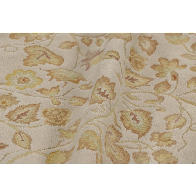 Cream Rug & Kilim’s Tudor Style Rug in White With Beige-Brown Floral Patterns For Sale - Image 8 of 9