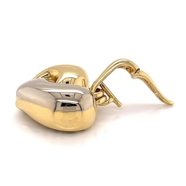 Mid 20th Century Mid 20th Century Chimento 18k Two Tone Gold Puffy Heart Pendant Charm Italy Designer For Sale - Image 5 of 9