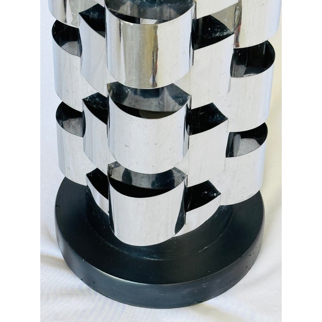 Curtis Jere 1970s Mid Century Modern Curtis Jere Polished Steel Floor Lamp For Sale - Image 4 of 13