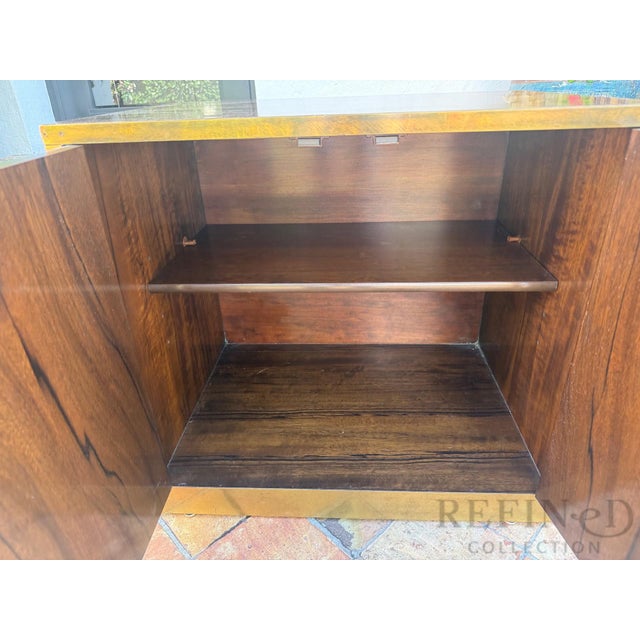 Pair of Mastercraft Grand Rapids Brass-Banded Walnut Nightstands, Circa 1970s–1980s For Sale - Image 13 of 17
