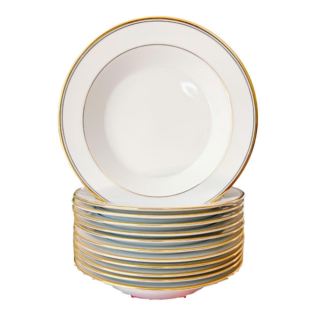 Vintage Dansk Concerto Gold Rim Soup Bowls - Set of 12 For Sale