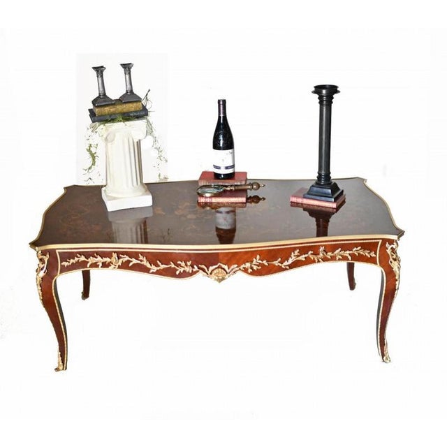 Wood French Coffee Table in Marquetry Inlay For Sale - Image 7 of 7