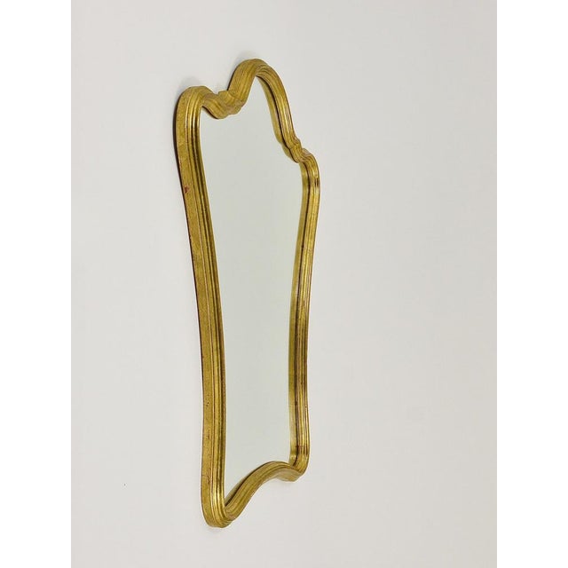 Gold Mid-Century Wall Mirror in Curved Gilt Wood, 1950s For Sale - Image 8 of 15