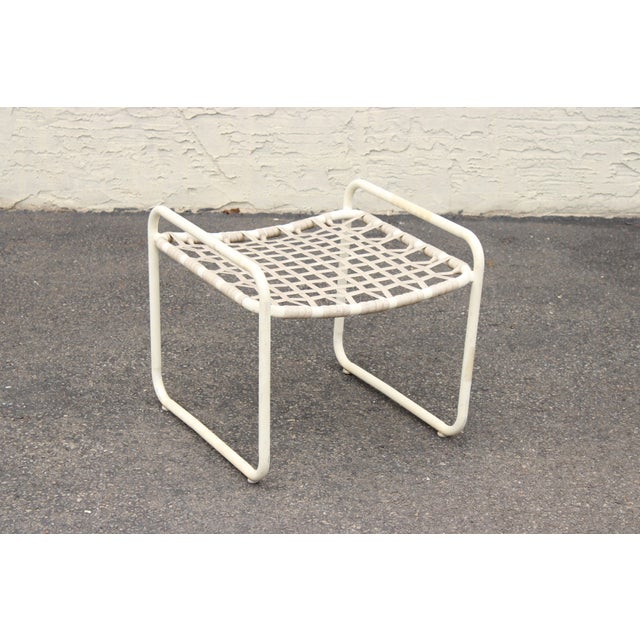 Mid-Century Modern Brown Jordan Vintage Pair 'Lido' Aluminum Outdoor Patio Stools or Ottomans For Sale - Image 3 of 12