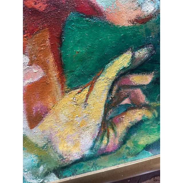 1960s "The Couple" by Elliott Twery Original Large Oil on Canvas Painting For Sale - Image 5 of 8