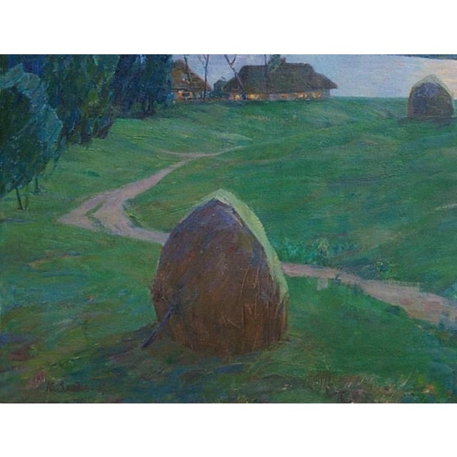1960s Impressionism Oil Painting, Rural Landscape by Ukrainian Artist 99-129 For Sale - Image 4 of 6