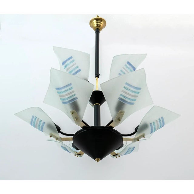 Modern Italian Murano Glass Chandelier in the Shape of Sails, 1989 For Sale - Image 3 of 7
