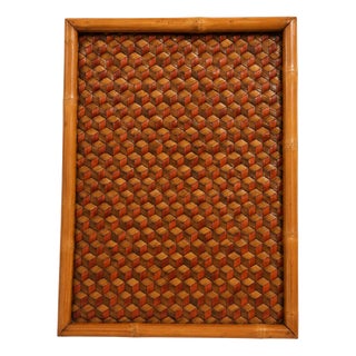 Vintage Chinese Woven Bamboo Tray, 1970s For Sale