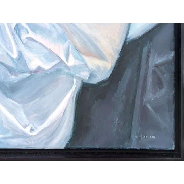 Textile Nancy Paris Pruden "Dreams in Black and White 2" Contemporary Still Life Realistic Drapery Painting, 2020s For Sale - Image 7 of 11
