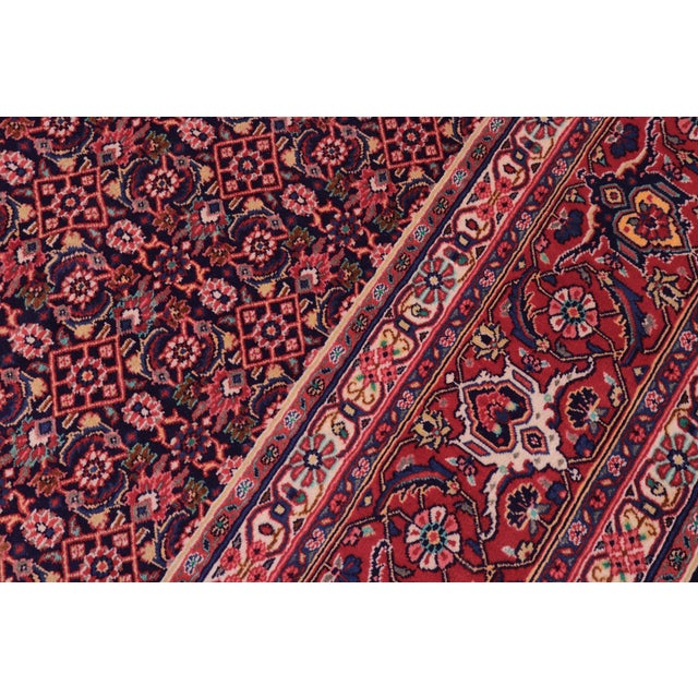 1970s Vintage Hand-Knotted Wool Rug – 10'0" X 12'6" – Blue & Red For Sale - Image 5 of 7
